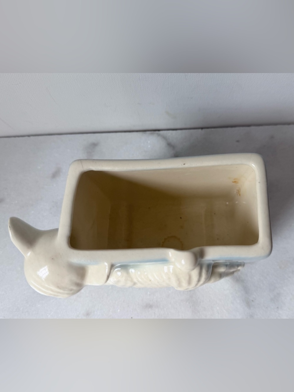 Vintage Ceramic Lamb Planter - Light Blue and White - Picture 4 of 13